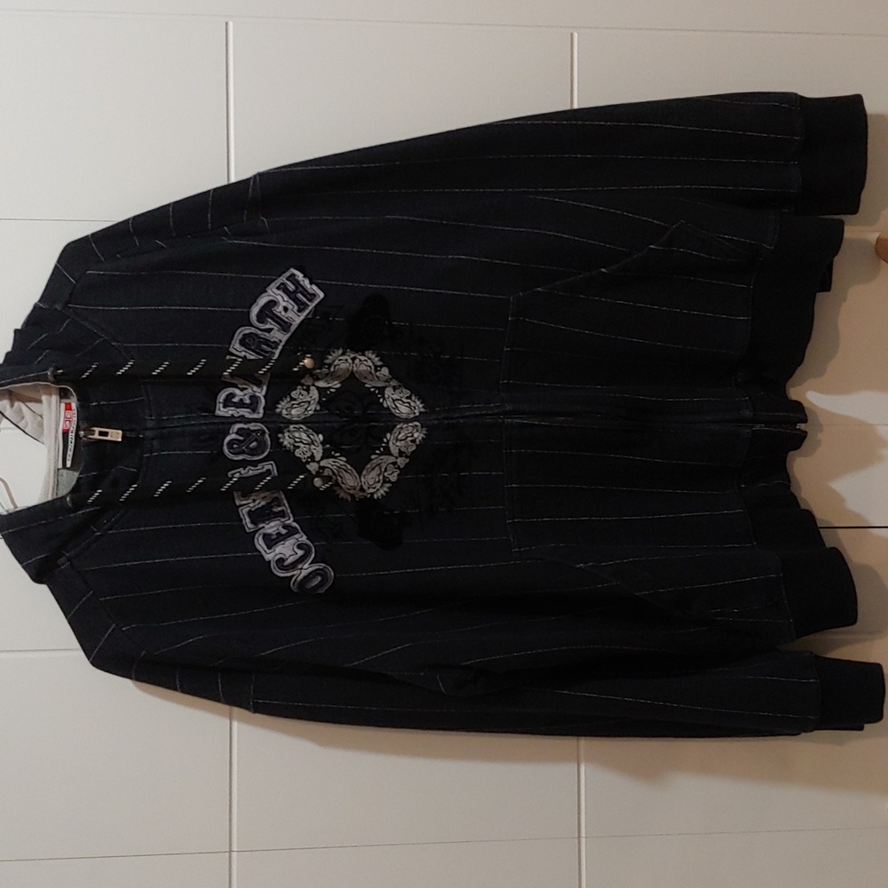 Y2K Ocean Earth XXL Pinstripe Hoodie